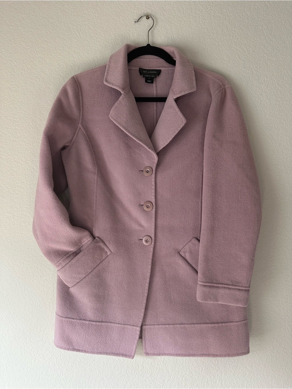 St. John Wisteria Angora Wool Cashmere Coat Jacket Size 6